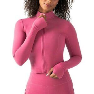 YITTY Active Women's Ultra Luxe Cropped Full Zip Jacket Pink 2X